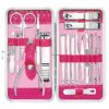 18 PCS Stainless Steel Manicure Kit-Pink